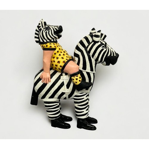 19 - Terry Webster (British, 1941-2024), 
Zebra riding Zebra, 
Composite resin, 
34cm.