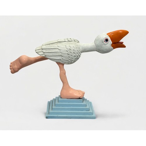 55 - Terry Webster (British, 1941-2024),
Running Bird, 
Composite resin on wooden base, 
35cm.