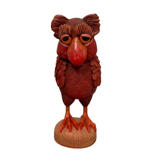 54 - Terry Webster (British, 1941-2024),
Red Owl, 
Composite resin, 
28cm.