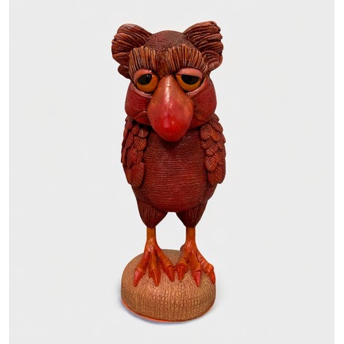 54 - Terry Webster (British, 1941-2024),
Red Owl, 
Composite resin, 
28cm.