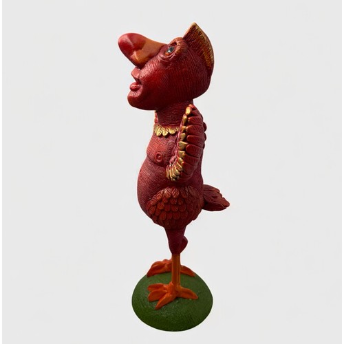 47 - Terry Webster (British, 1941-2024), 
Red bird, 
Composite resin, 
36cm.