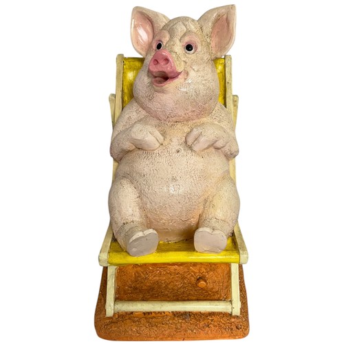 30 - Terry Webster (British, 1941-2024), 
Big Pig in Deckchair,
Plaster, 
45cm