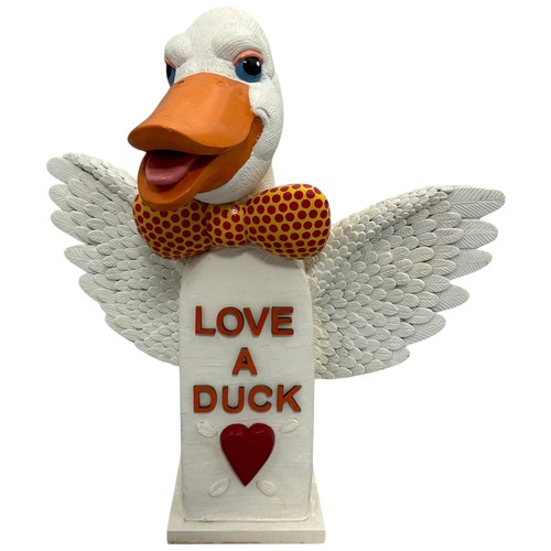 32 - Terry Webster (British, 1941-2024), 
Love A Duck, 
Paper mâché and composite resin, 
53cm.