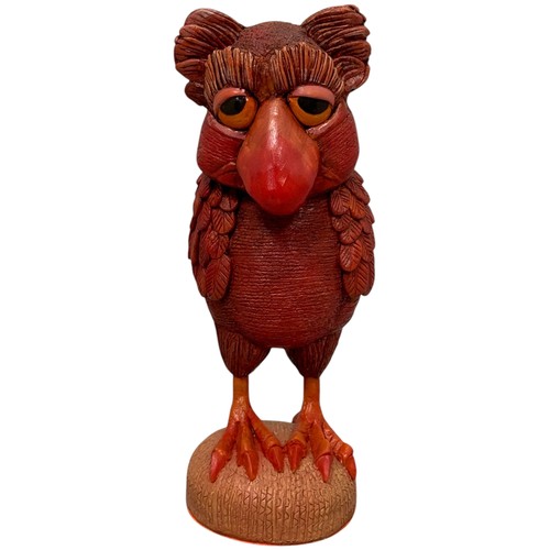 54 - Terry Webster (British, 1941-2024),
Red Owl, 
Composite resin, 
28cm.