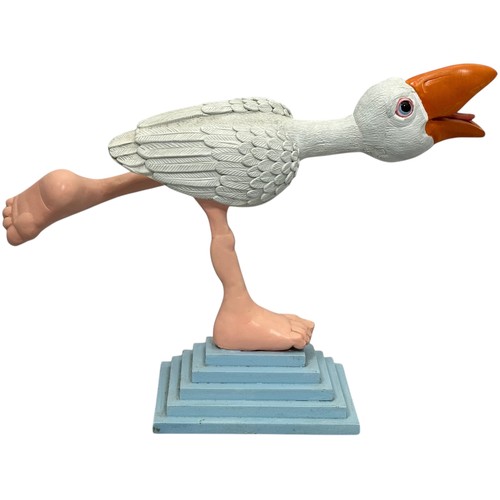 55 - Terry Webster (British, 1941-2024),
Running Bird, 
Composite resin on wooden base, 
35cm.