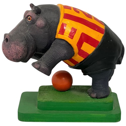 72 - Terry Webster (British, 1941-2024), 
Football Hippo, 
Composite resin on wooden plinth,
21cm.