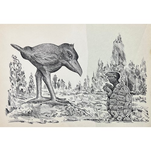 128 - Terry Webster (British, 1941-2024),
The Horror / Pigs / Raven & Tortoise, 
Three biro on paper drawi... 