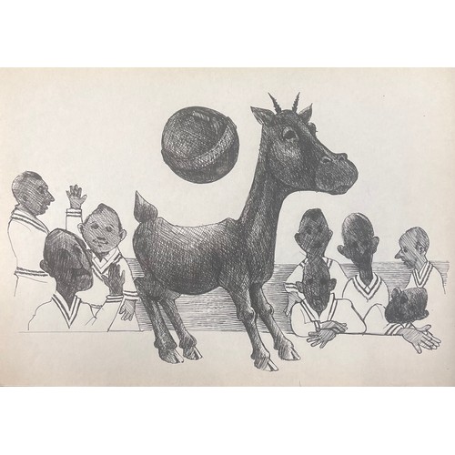 130 - Terry Webster (British, 1941-2024),
Monkey Head / Bear with Apples / Cricket Goat, 
Three biro on pa... 