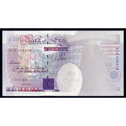 397 - ERROR £20 Kentfield B371 issued 1991 first series E12 038317, completely missing the Queen`s portrai... 