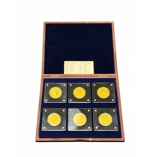 173 - Elizabeth II Platinum Jubilee 999 gold set of 6 portrait medallions, in wooden presentation case wit... 