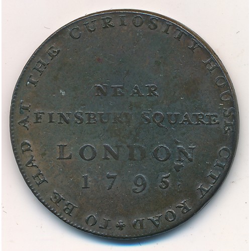 368 - Middlesex Thomas Hall, Copper Penny, 1795, obv woman standing, MRS. NEWSHAM THE WHITE NEGRESS around... 