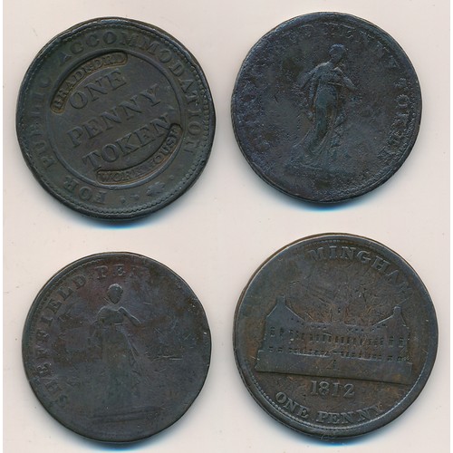 372 - 1813 Sheffield Penny Token, Obverse Image of The Workhouse, Overseers Of The Poor. Reverse Justice H... 