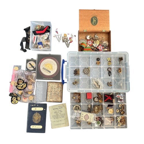 141 - Mixed collection of military and civilian badges, insignia, Red Cross Medals, Sands of Gallipoli com... 