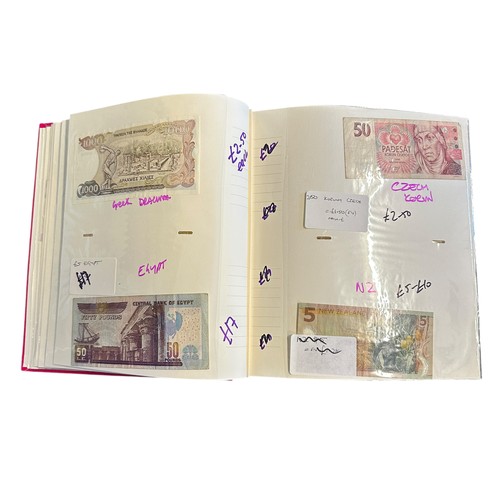 398 - World banknotes (270+), in an album Belarus, Belgium, Egypt, France, GB, Greece, Norway, Scotland, U... 