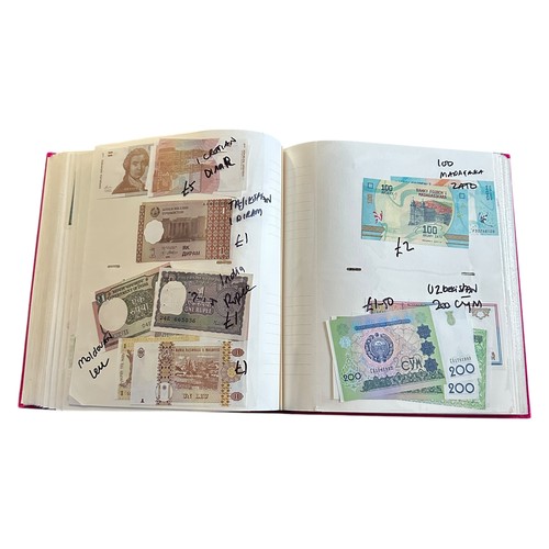 398 - World banknotes (270+), in an album Belarus, Belgium, Egypt, France, GB, Greece, Norway, Scotland, U... 