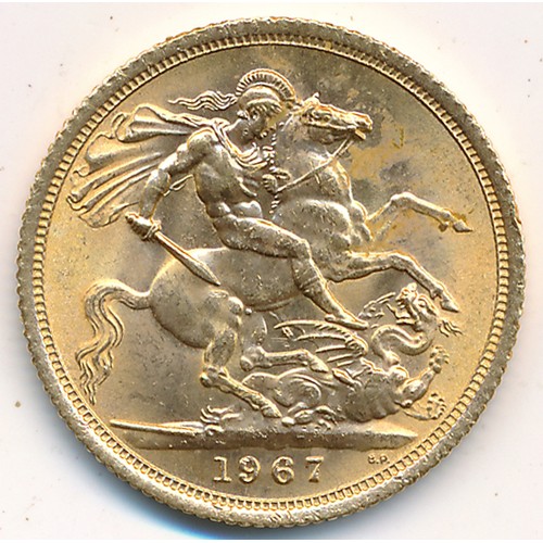 182 - Elizabeth II 1967 full gold sovereign uncirculated.