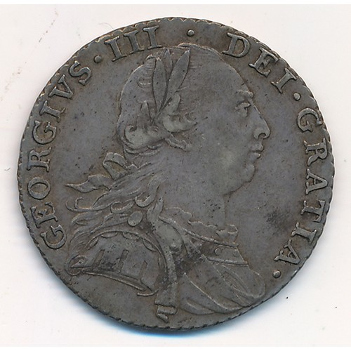 257 - George III 1787 shilling, good fine.