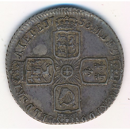 256 - George II 1758 sixpence, good fine.