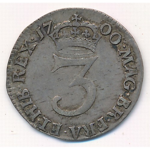 243 - William III 1700 maundy three pence good fine.