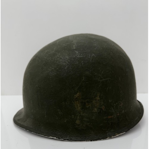 113 - A WWII US Military Schleuter steel helmet shell, front seam.  Swivel bail missing but with spares.