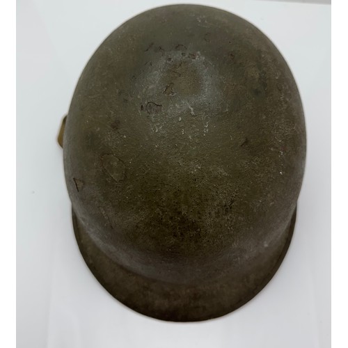 119 - Complete original WWII US Helmet. Indistinct number to inner rim on helmet shell, possibly 0077. Lin... 