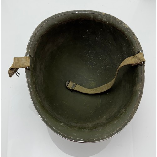 119 - Complete original WWII US Helmet. Indistinct number to inner rim on helmet shell, possibly 0077. Lin... 