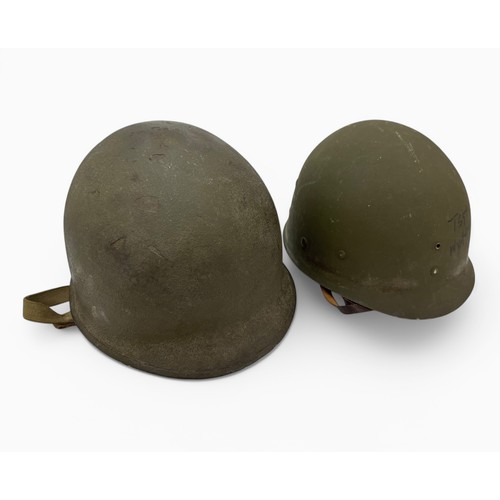 119 - Complete original WWII US Helmet. Indistinct number to inner rim on helmet shell, possibly 0077. Lin... 