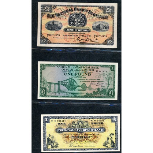 413 - Scottish Banknotes. The British Linen Bank £5 1964, Clydesdale & North of Scotland Bank £1 1954, Com... 