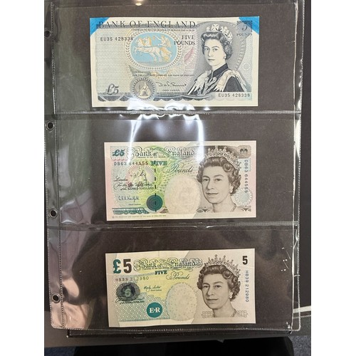 378 - GB Notes with £5 O’Brien C45, Hollom H52, Somerset EU35, Gill SC05, Kentfield DB63, Lowther HB39, £1... 