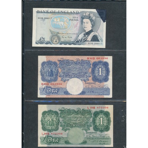 378 - GB Notes with £5 O’Brien C45, Hollom H52, Somerset EU35, Gill SC05, Kentfield DB63, Lowther HB39, £1... 