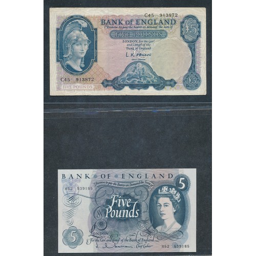 378 - GB Notes with £5 O’Brien C45, Hollom H52, Somerset EU35, Gill SC05, Kentfield DB63, Lowther HB39, £1... 