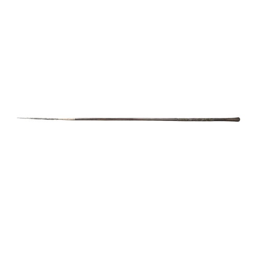 155 - Zulu (possibly Sudanese) 19th century hunting spear, needle blade with reversed barbs on both sides ... 