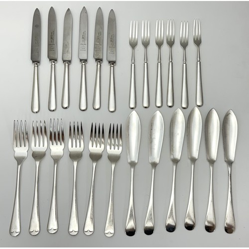 124A - Silver plated military flatware, smaller forks marked for Walker & Hall, the rest a mix of makers. S... 