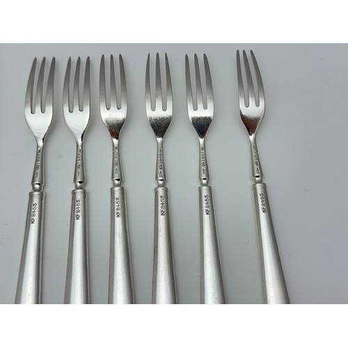 124A - Silver plated military flatware, smaller forks marked for Walker & Hall, the rest a mix of makers. S... 