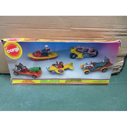 54 - 1980 Corgi Juniors Cartoon Characters giftset No. 3084, generally excellent in good plus window box,... 