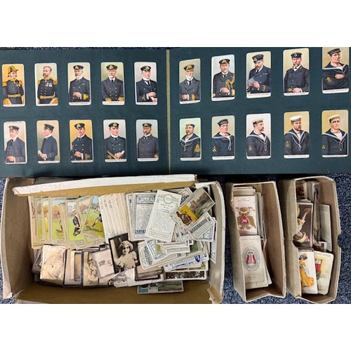 336 - Cigarette card collection, in old slip-in albums and loose, with Wills Cricketers 1908 (38), Naval D... 