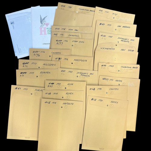 12 - Stamp Exhibitions, interesting and unusual collection of Stamp Exhibition Souvenir Cards all sealed ... 