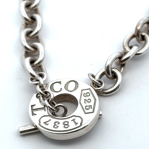 38 - Tiffany -1837' silver pendant and t-bar on a 16