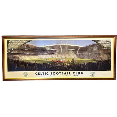 52 - 2x Panoramic Celtic Park Prints. Showing scenes at Celtic Park. Framed and glazed. W103.5cm x H42cm