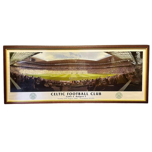 52 - 2x Panoramic Celtic Park Prints. Showing scenes at Celtic Park. Framed and glazed. W103.5cm x H42cm