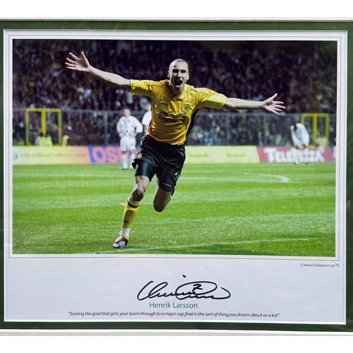 6 - Signed Commemorative Henrik Larson Photo Print. Print of Larsson scoring the winning goal that got C... 