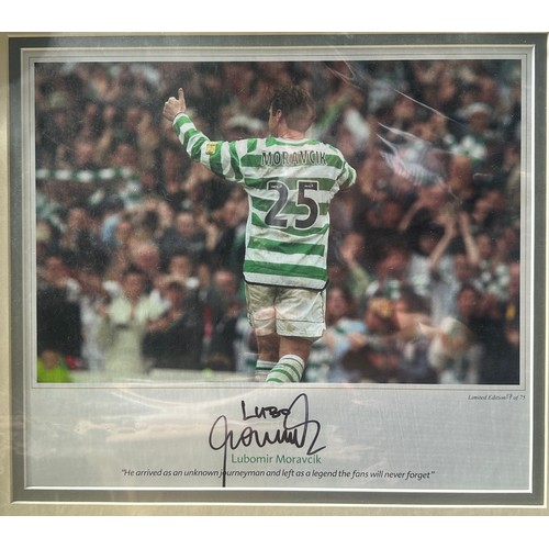 21 - Signed Lubomir Moravcik Celtic Print. A commemorative print featuring the image of Moravcik in his C... 