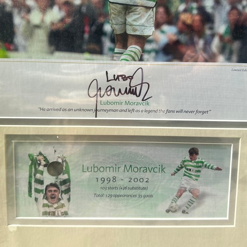 21 - Signed Lubomir Moravcik Celtic Print. A commemorative print featuring the image of Moravcik in his C... 