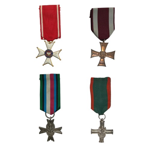 97 - Poland, four Polish military medals, includes; Order of Polonia Restituta, Krzyż Walecnych (Cross of... 