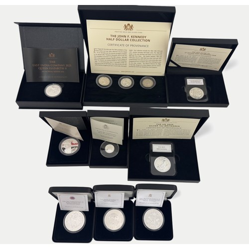 247 - World silver collection, all cased with certificates including silver proofs FDC GB £2 