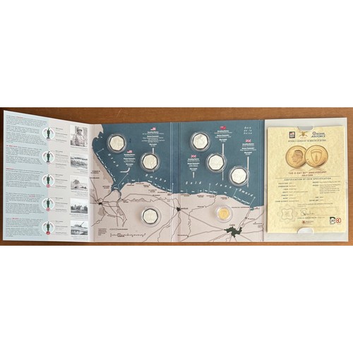 261 - Ascension Island 2024 D-Day 80th Anniversary commemorative coin set with £1 in 9ct gold with silver ... 