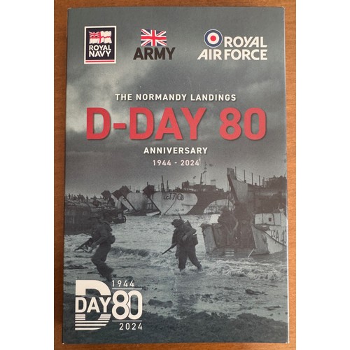 261 - Ascension Island 2024 D-Day 80th Anniversary commemorative coin set with £1 in 9ct gold with silver ... 