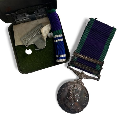 87 - QEII Campaign Service medal with Radfan and South Arabia Clasps awarded to 4269988 LAC. M. SUTCLIFFE... 