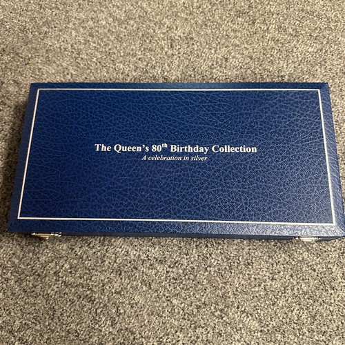 245 - The Queen's 80th Birthday £5 to Maundy silver proof cased set of 13 (£5, £2, £1, 50p, 20p, 10p, 5p, ... 