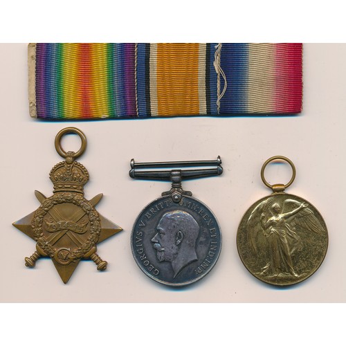 70 - 1914-15 Star trio to 26756 Cpl W. Buxton R.F.A. (A.Bmbr on Star) good very fine. He was wounded in a... 